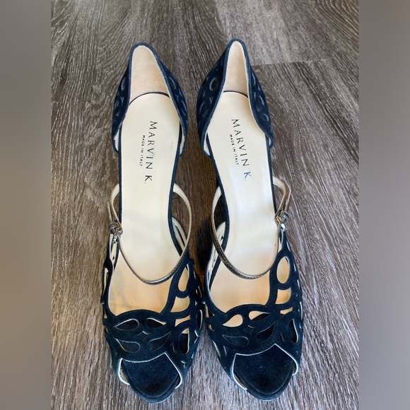 Italian Leather Peep Toe Heels - Picture 3 of 8